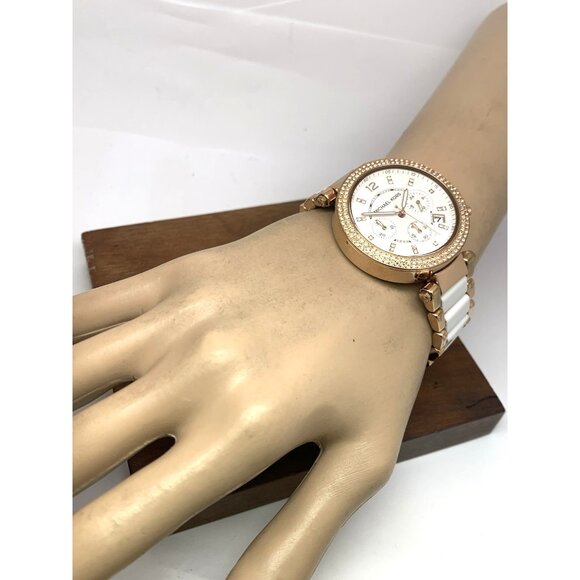 Michael Kors Women's Watch MK5774 Parker Quartz Chronograph Rose Gold White 39mm - Picture 5 of 15